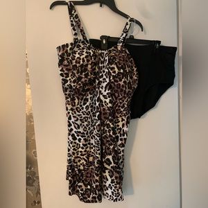 2 piece Leopard Print Swim dress by Swimsuits for All Size 20.